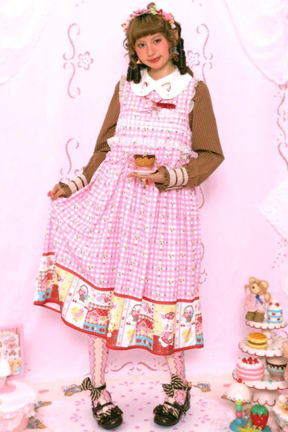 Pink Check Print Rabbit Sundress