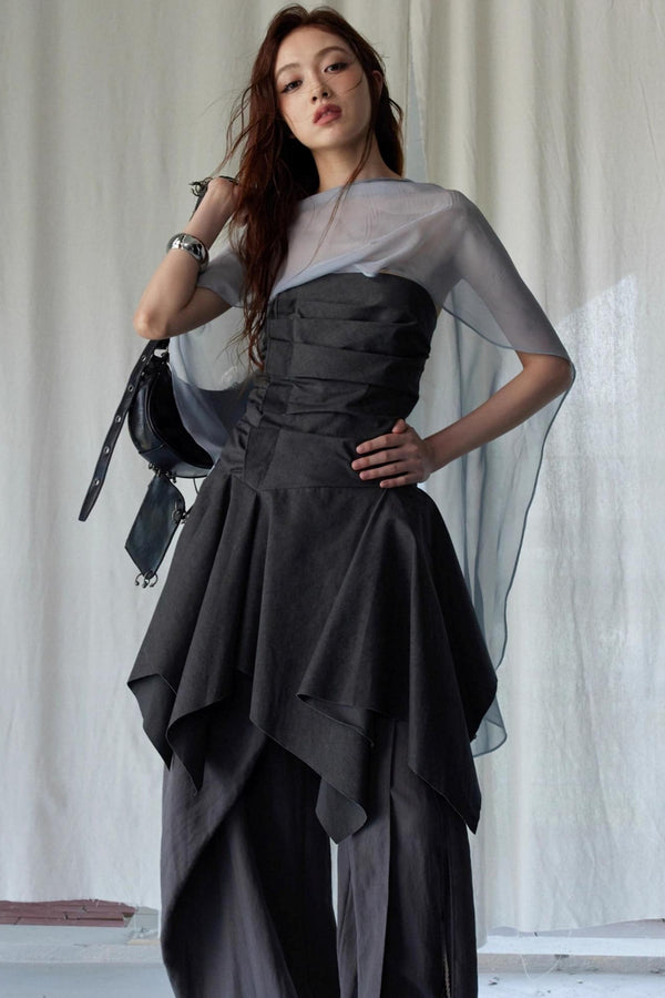 Dark Pleated Tank Top