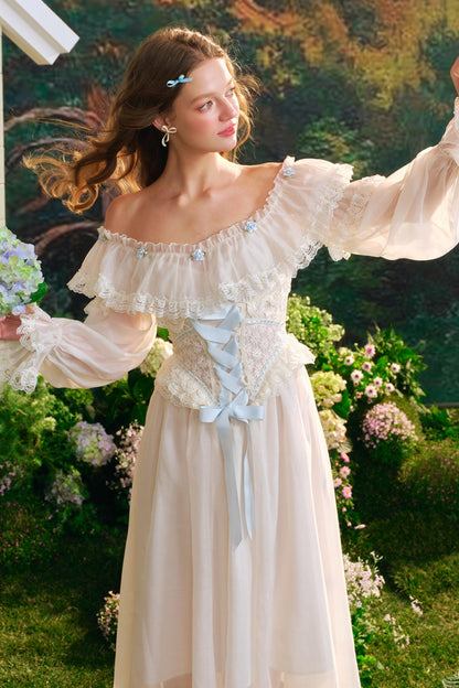 Blue Hydrangea One-Shoulder Dress