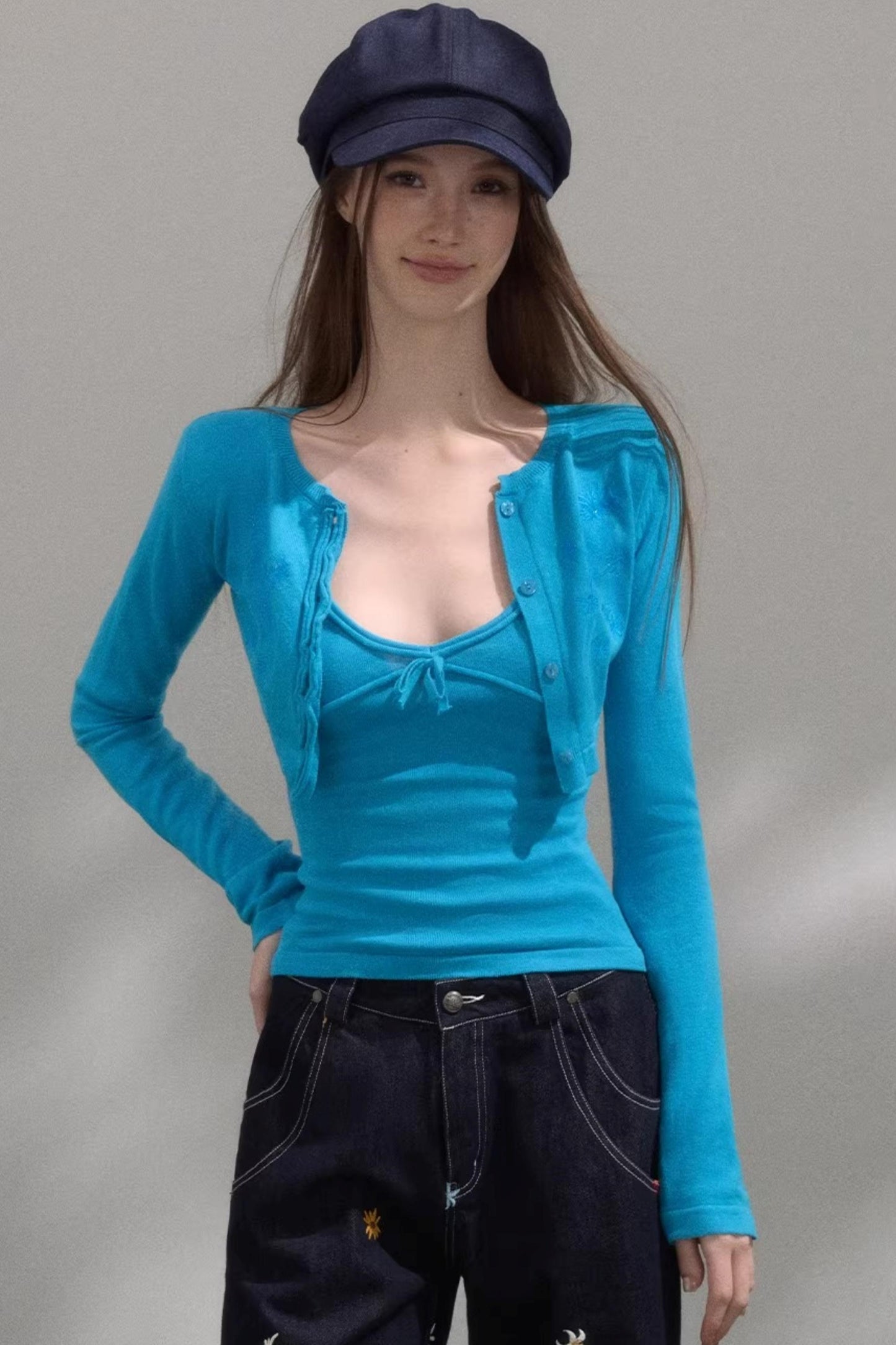 Sweet Embroidered Knitwear Set