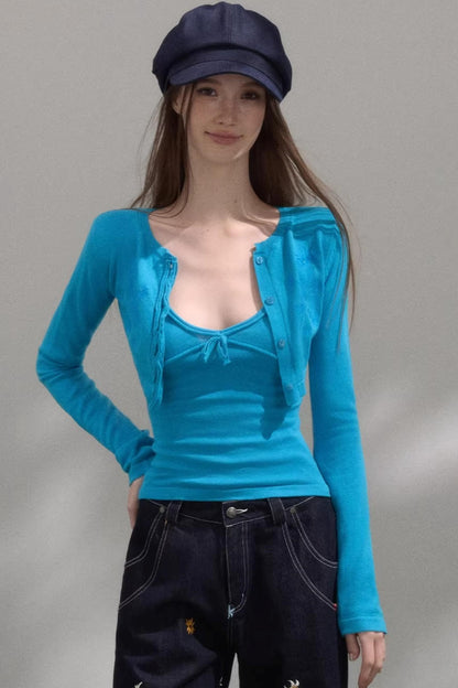 Sweet Embroidered Knitwear Set