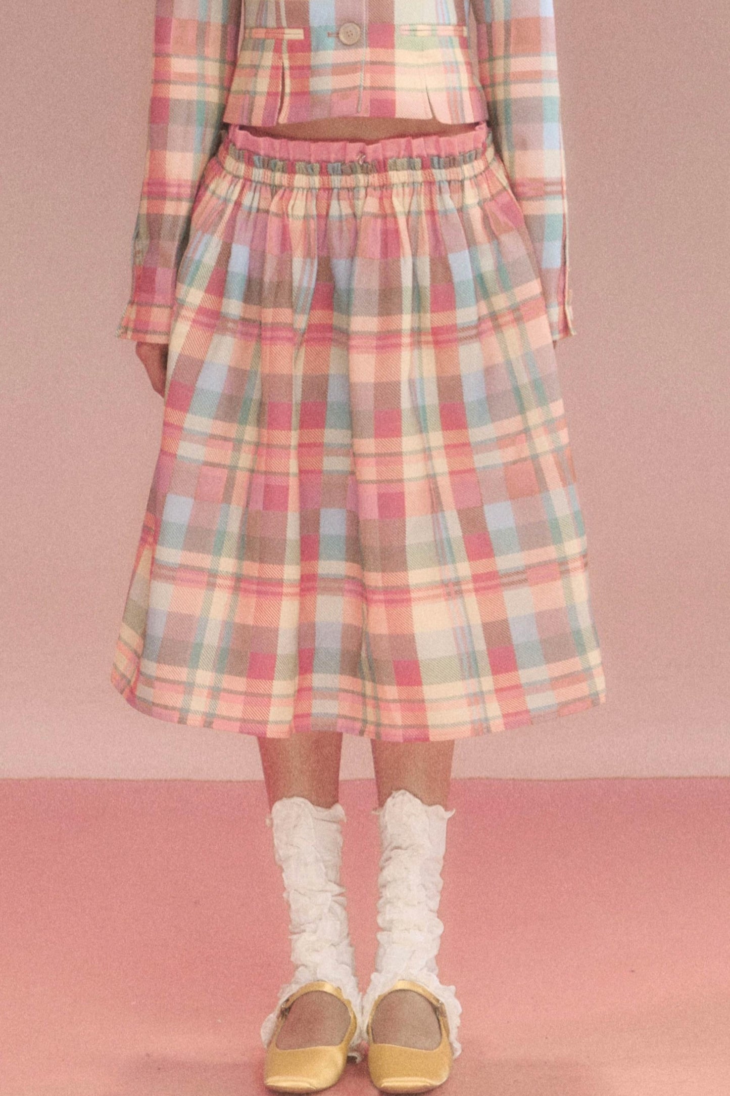 Sweet Vintage Check Jacket And Skirt Set-Up