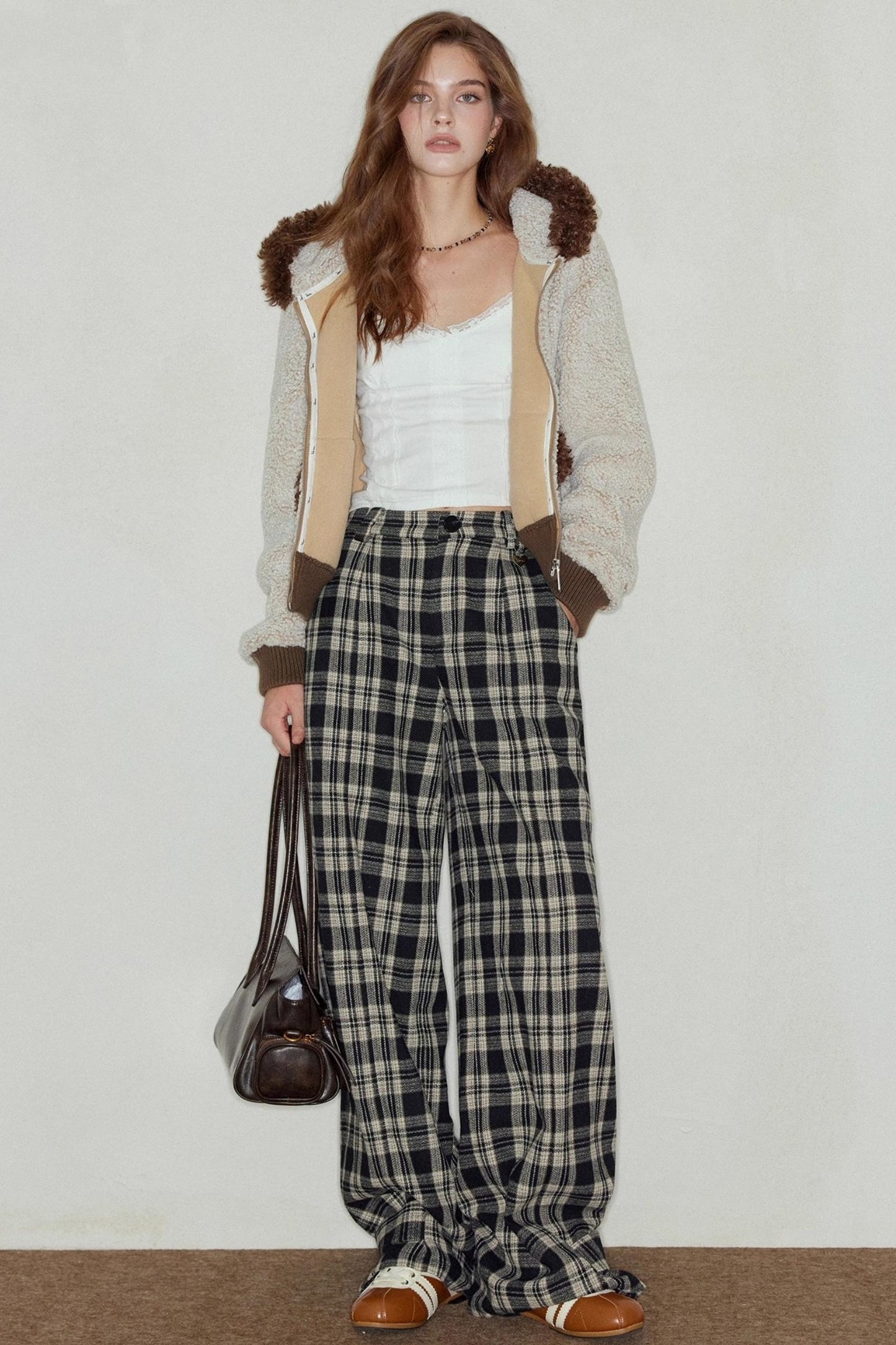 Plaid Wool Tweed Trousers