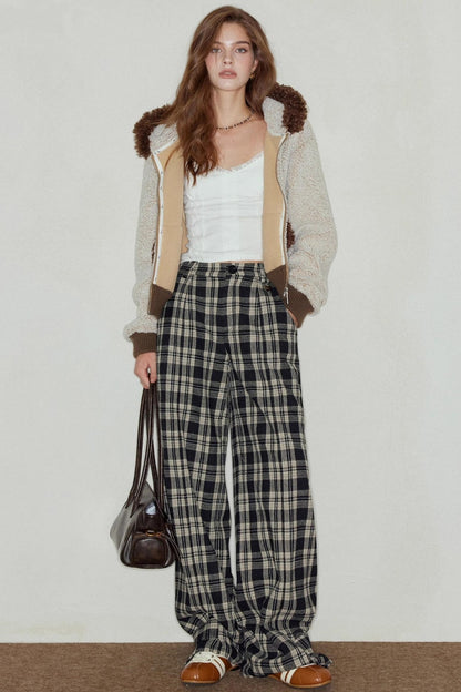 Plaid Wool Tweed Trousers