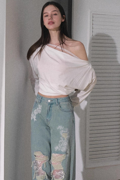Angels 레이스 청바지
