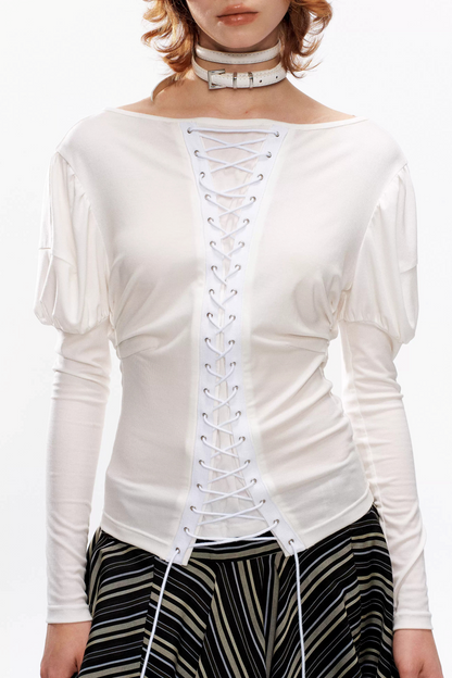 Retro Knit Off-Shoulder Top