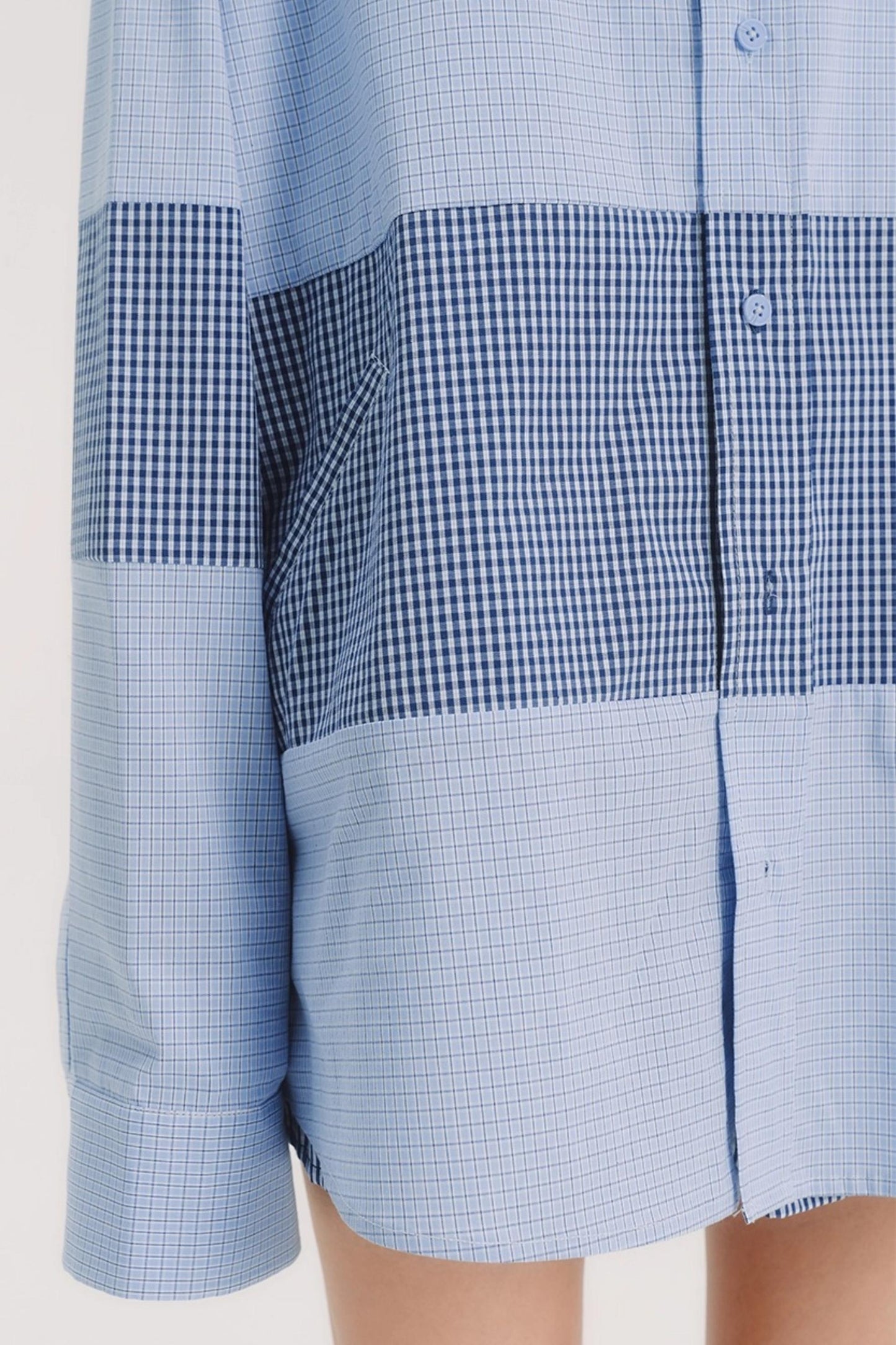 Blue Check Stitch Applique Shirt