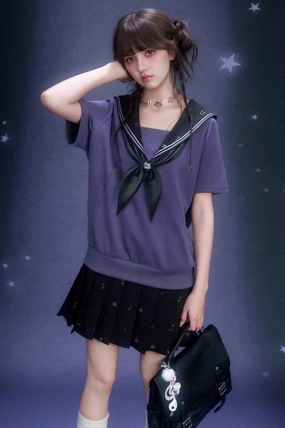 Deep Purple Sailor Collar Dress