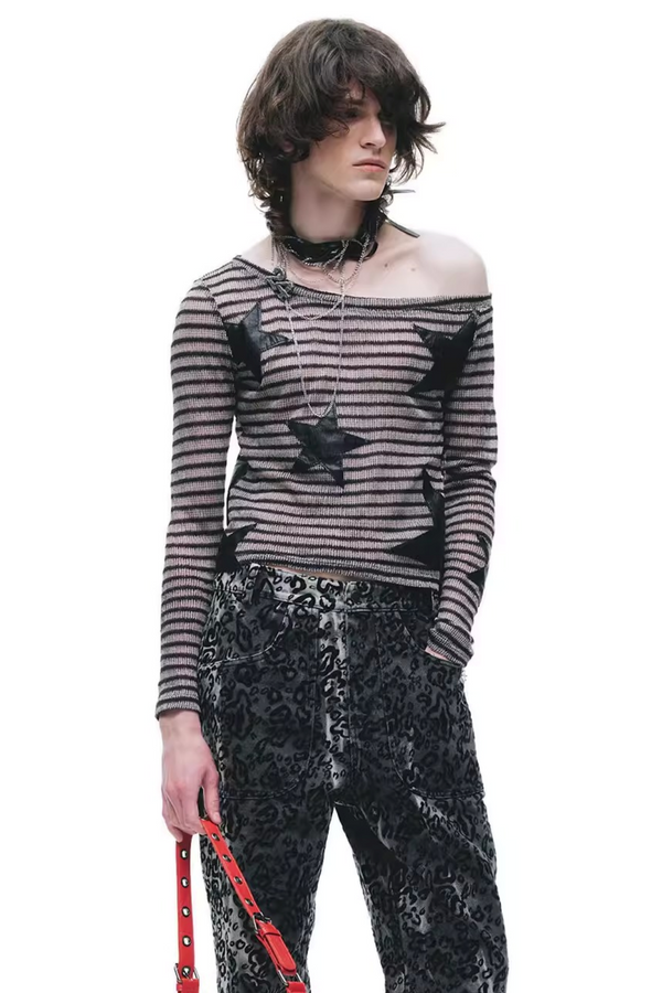 Hollow Knit Off-Shoulder Top