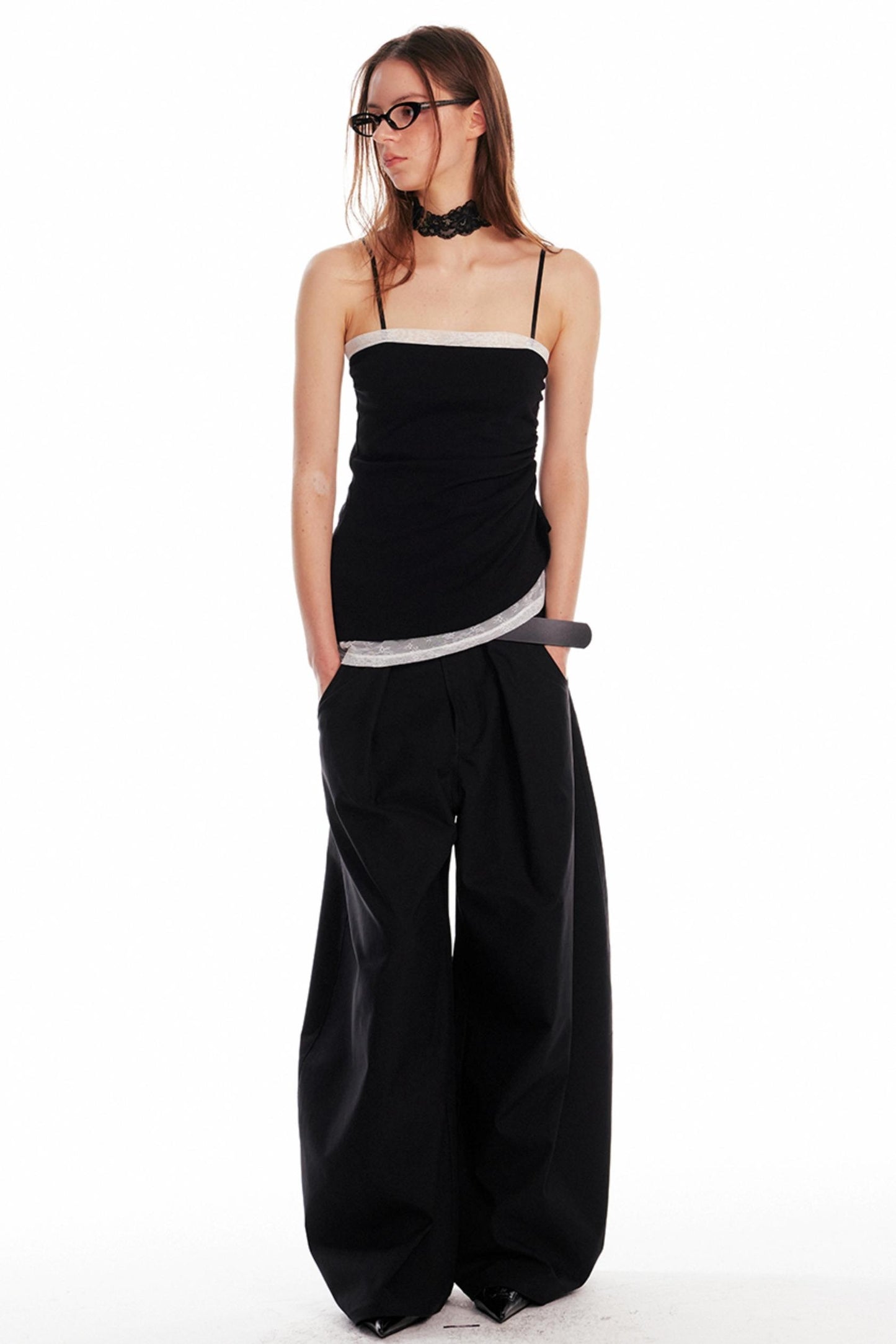 Pleated Lace Camisole