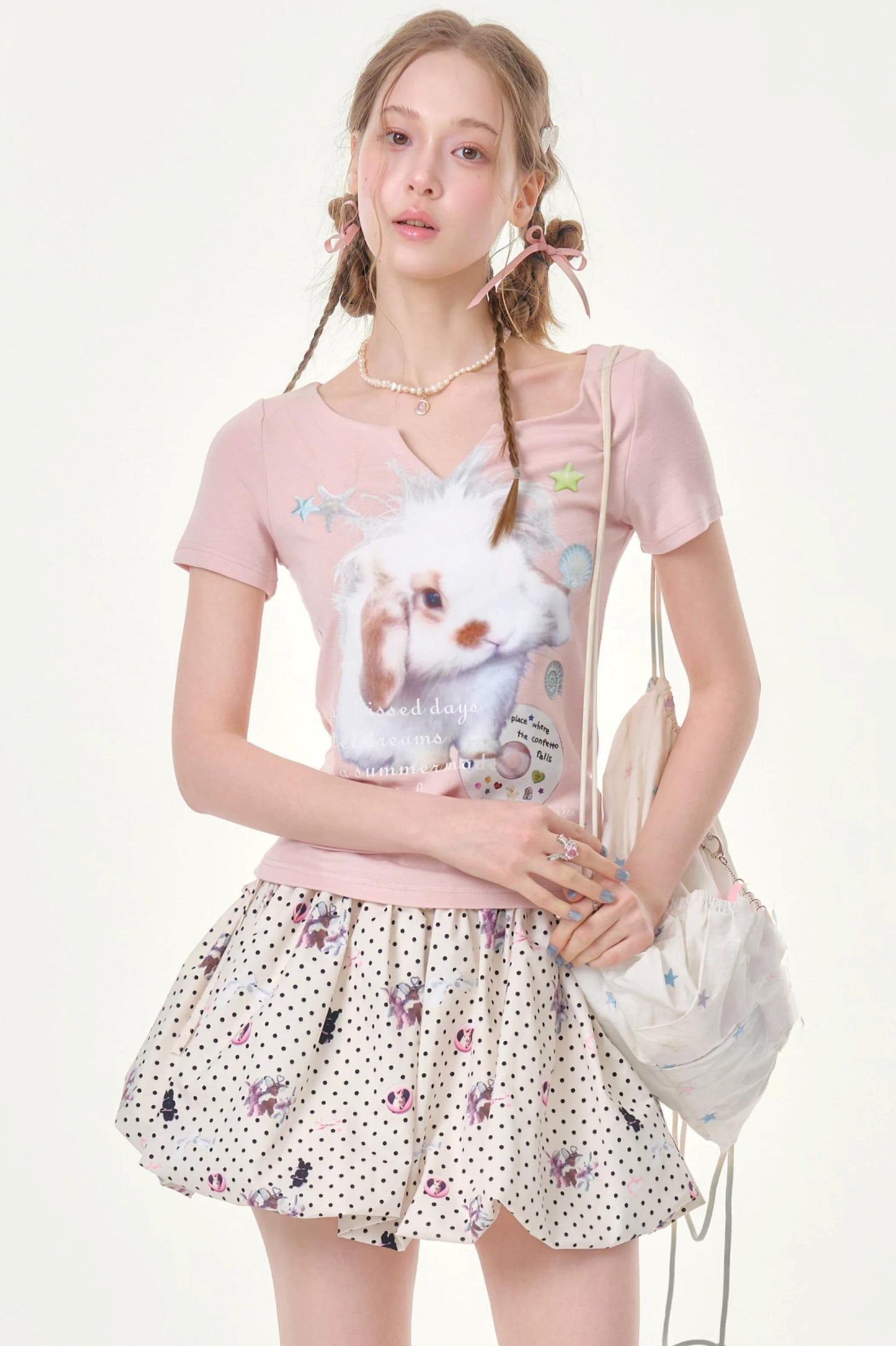Fuzzy Bunny V-Neck Top