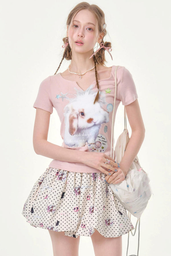 Fuzzy Bunny V-Neck Top