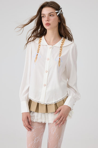 Braid Patterned White Shirt