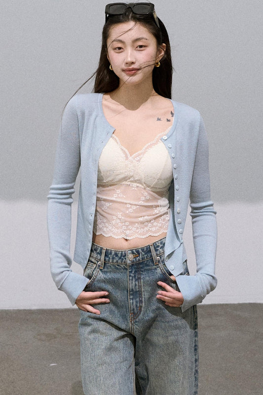 Mulberry Silk Slim Knit Cardigan