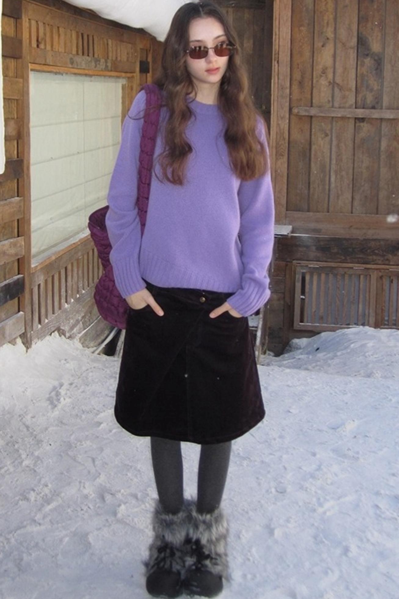 Vintage Dark Purple Velvet Skirt