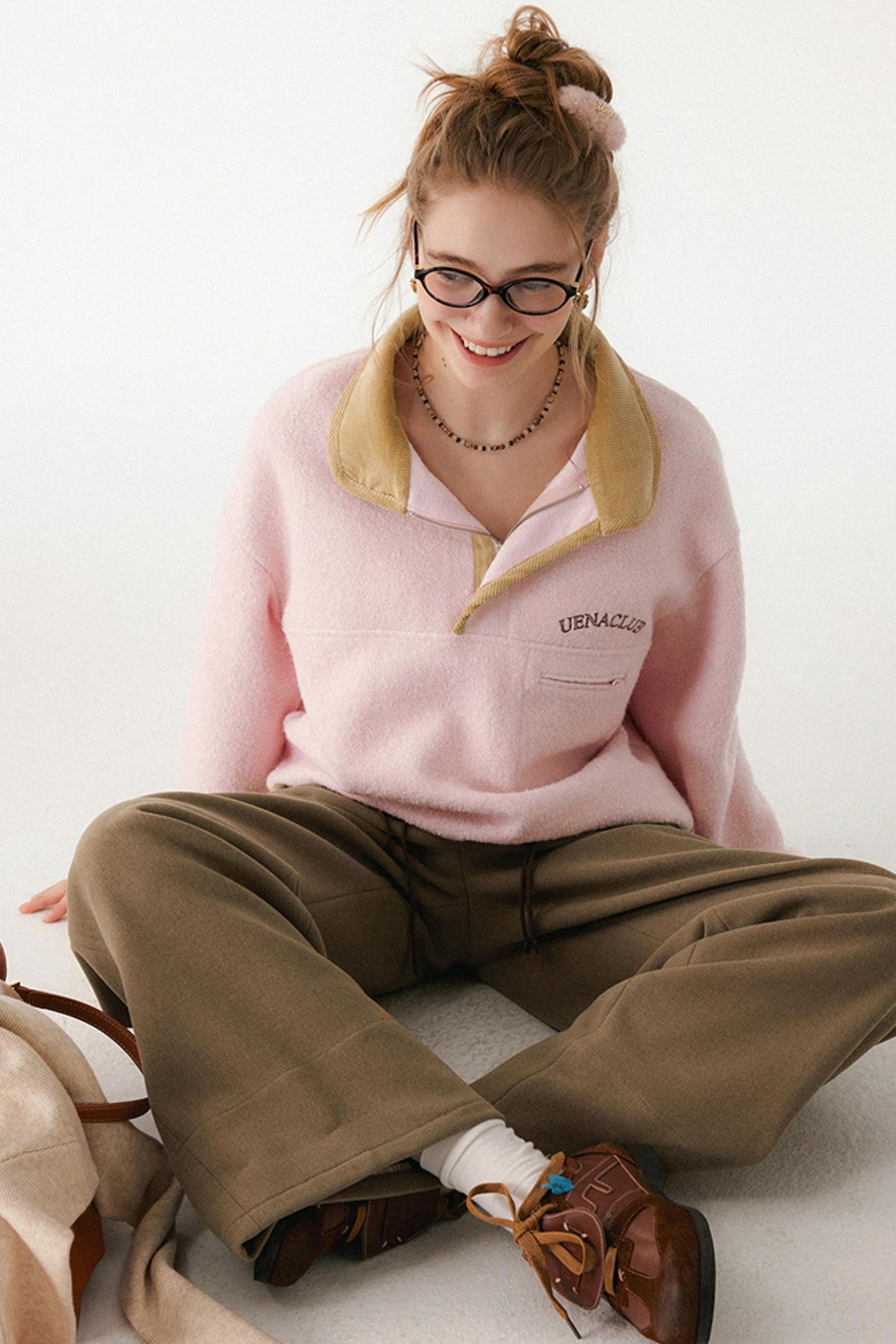 Pink Embroidery Fleece Top