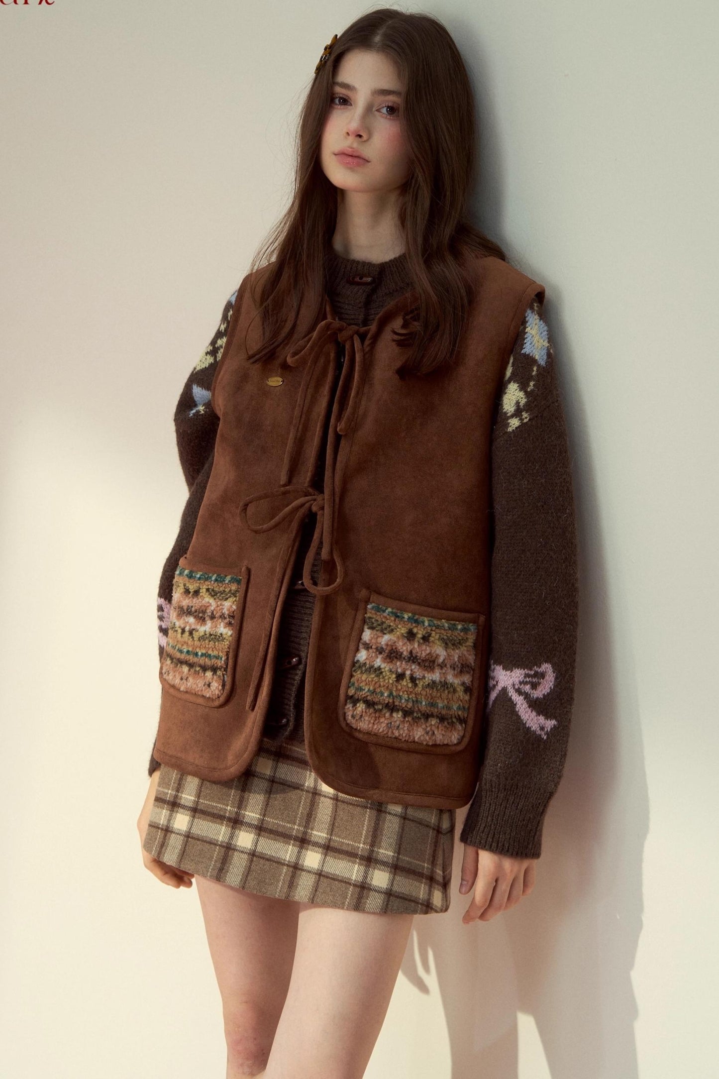 Reversible Bow Strap Fur Vest