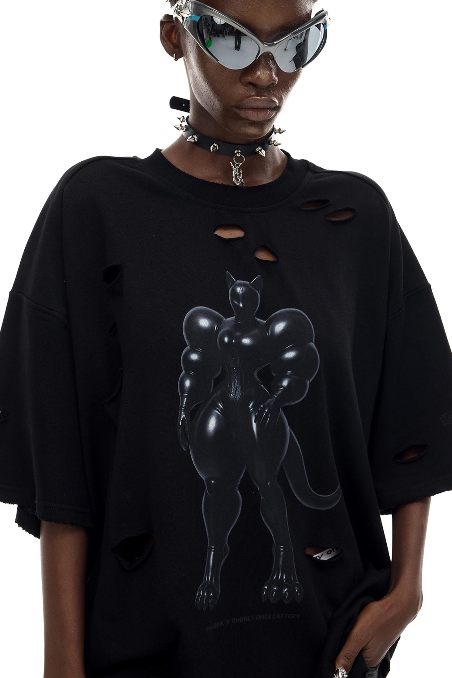 Black Cat Waist T-Shirt