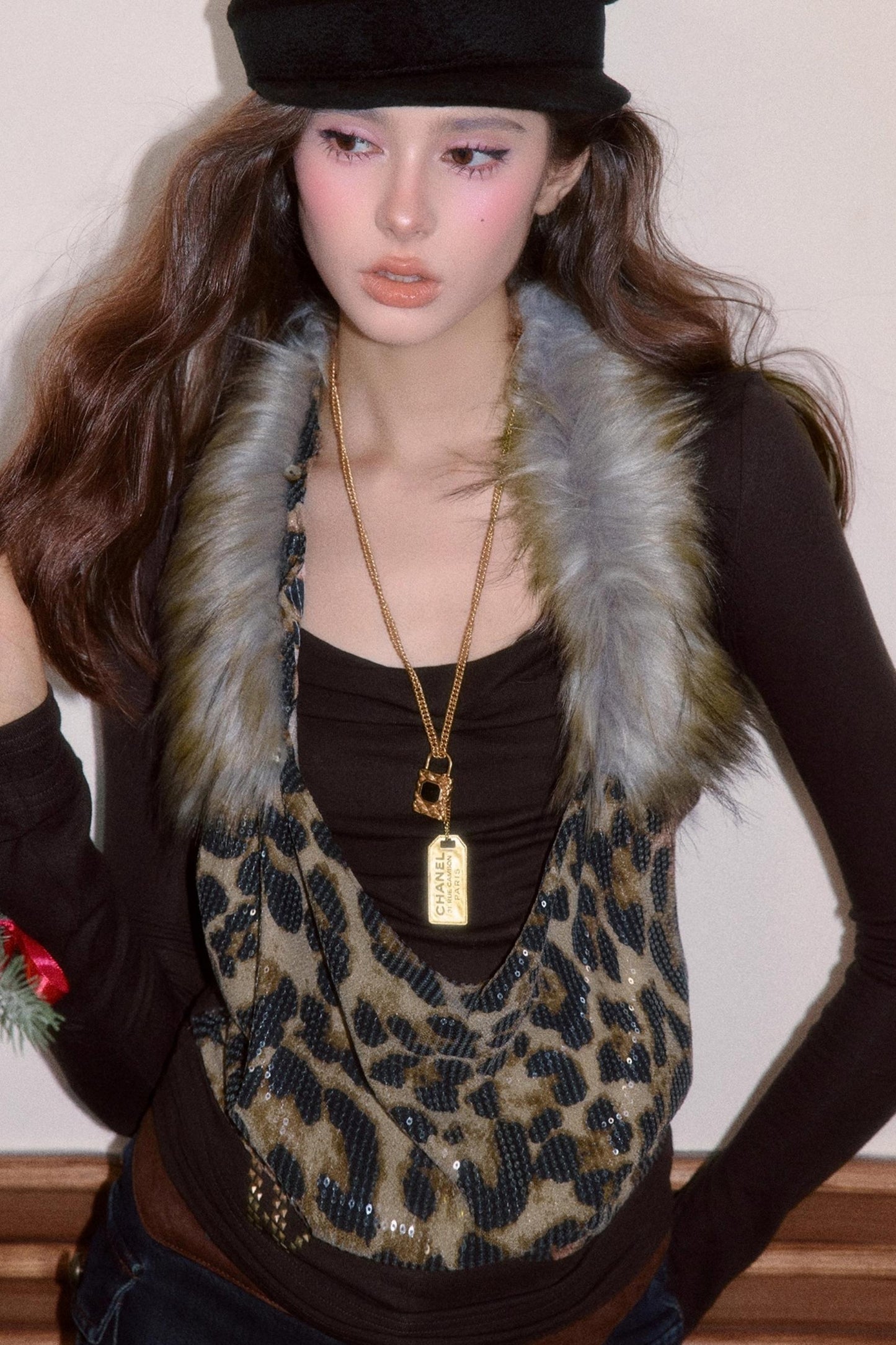 Detachable Fur Collar T-Shirt