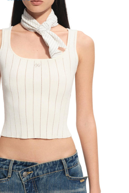 Hollow Knitted Slimming Camisole Top