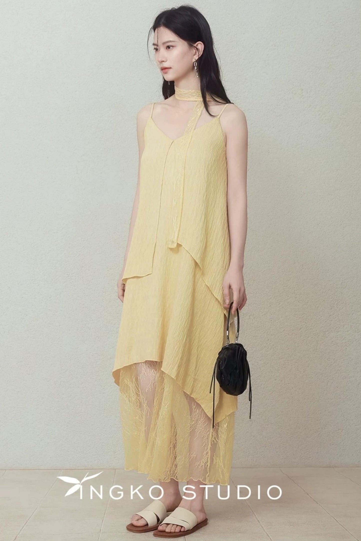Yellow Patchwork Slip Dress