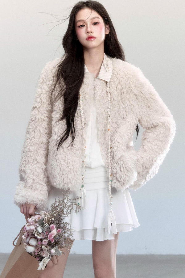 Luxury Shirt Collar Fur Jacket
