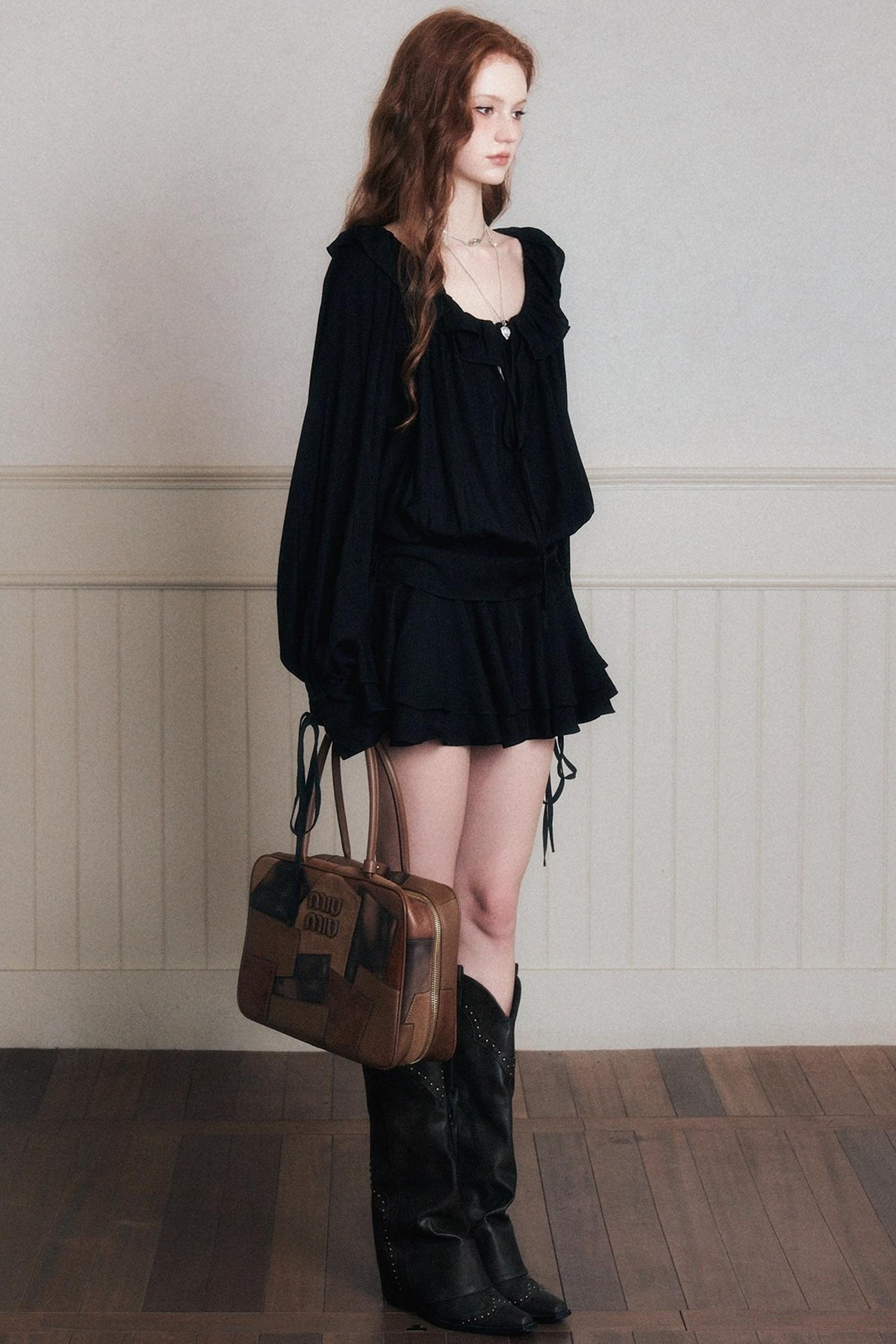 Black Chiffon Satin Dress