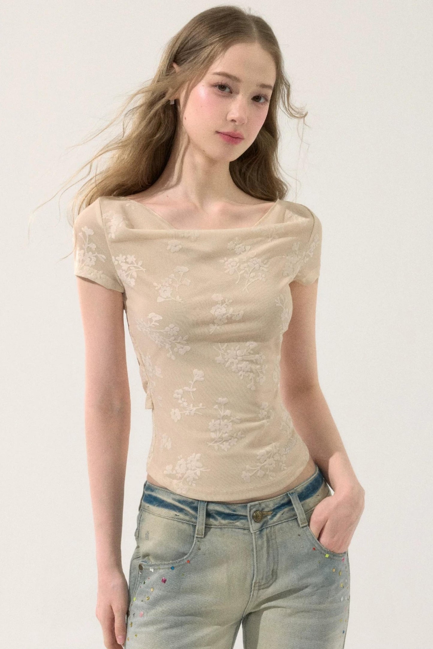 Romantic Velvet Floral Top