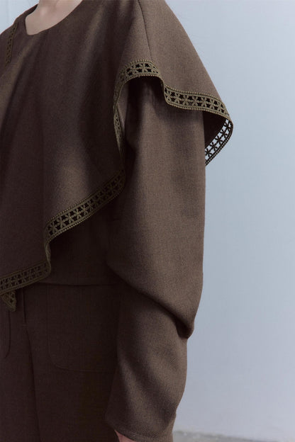 Moss Green Fishbone Wool Top