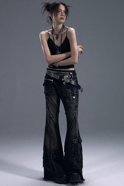 Casual Distressed Punk Bootcut Jeans