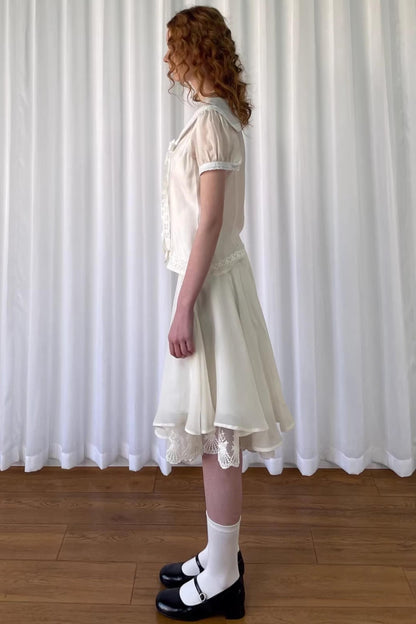 Patchwork Lace Trim Skirt