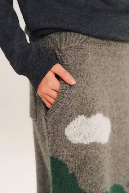 Color-Block Wool Knitted Skirt