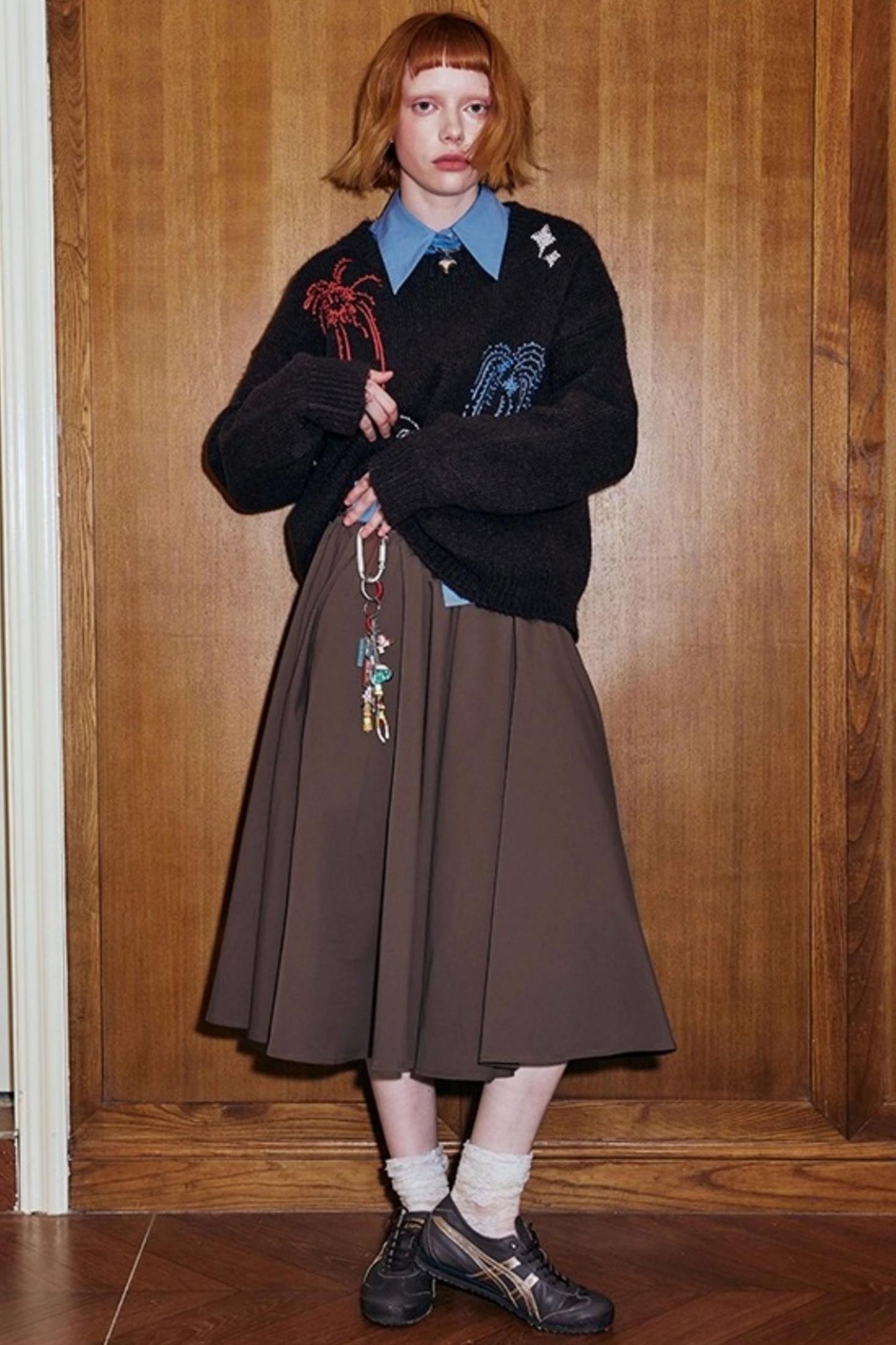 Elegant Pleated Midi Length Skirt