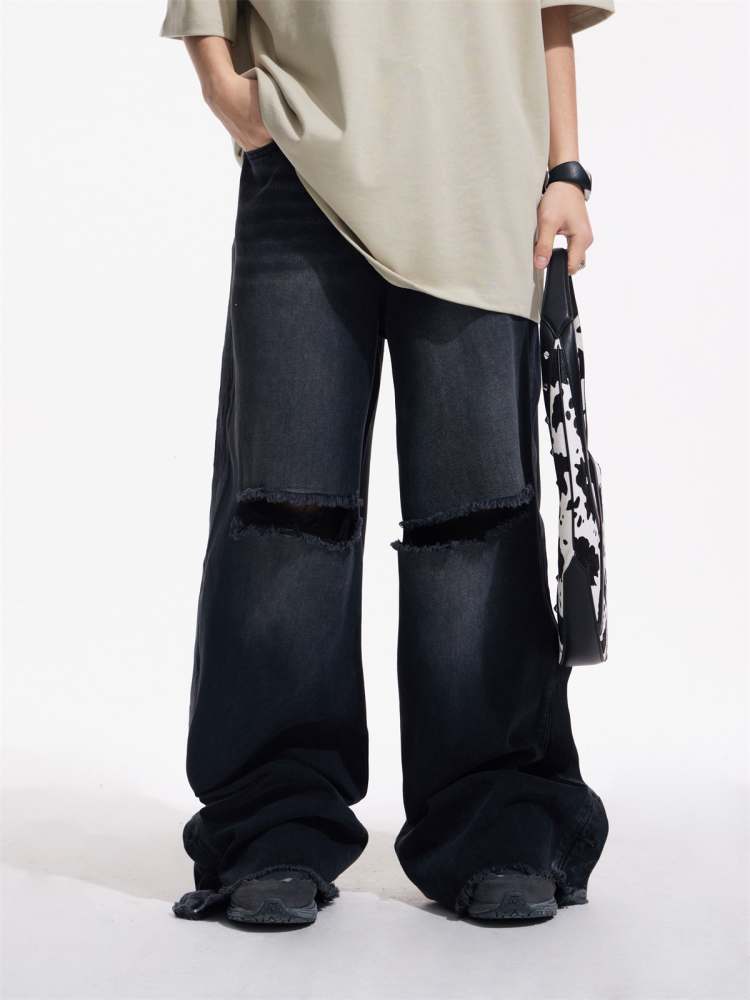 Niche Design Holes Loose Fitting Jeans