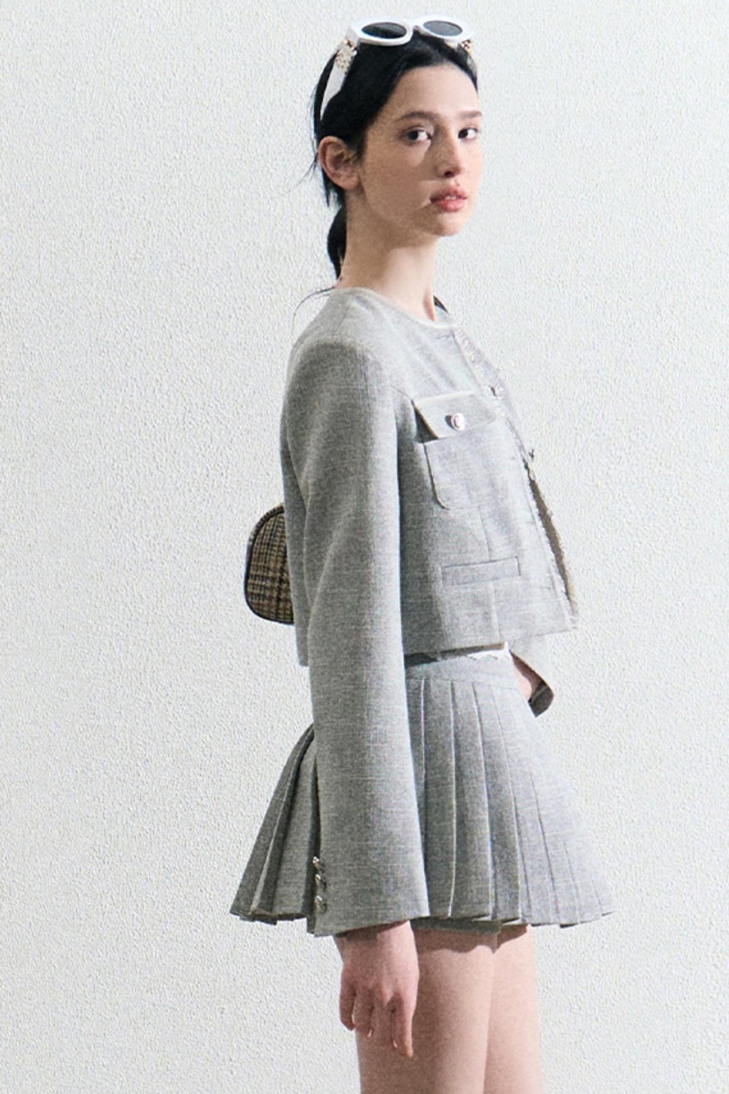 Linen Jacket & Pleated Skirt Set