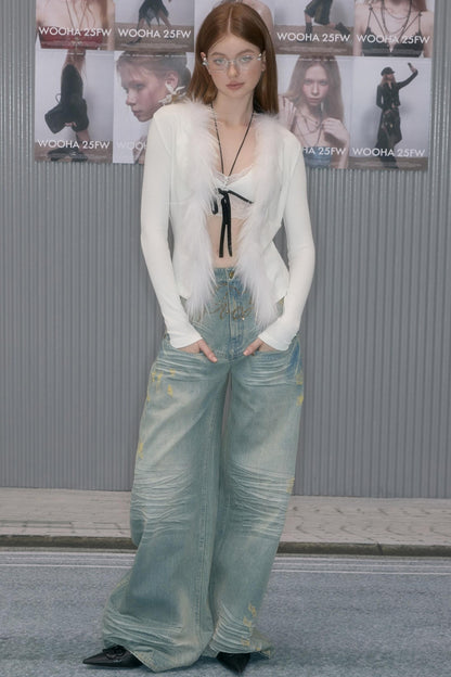 Vintage Washed Rhinestone Jeans