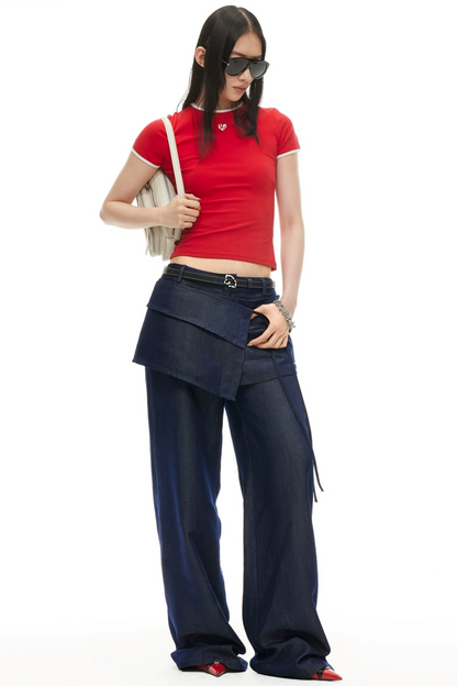 Lyocell Wide-Leg Pants Detachable Skirt
