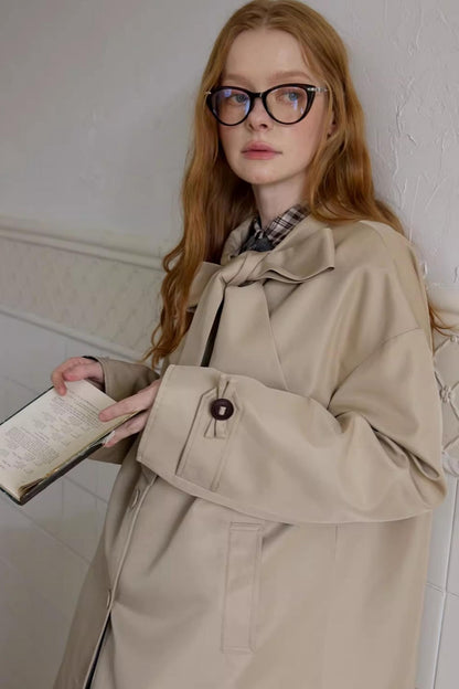 Vintage Bow Plaid Trench Coat