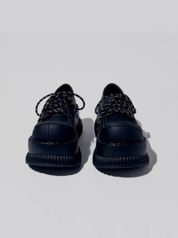 Y2K Genuine Leather Lace Up Volume Platform Shoes