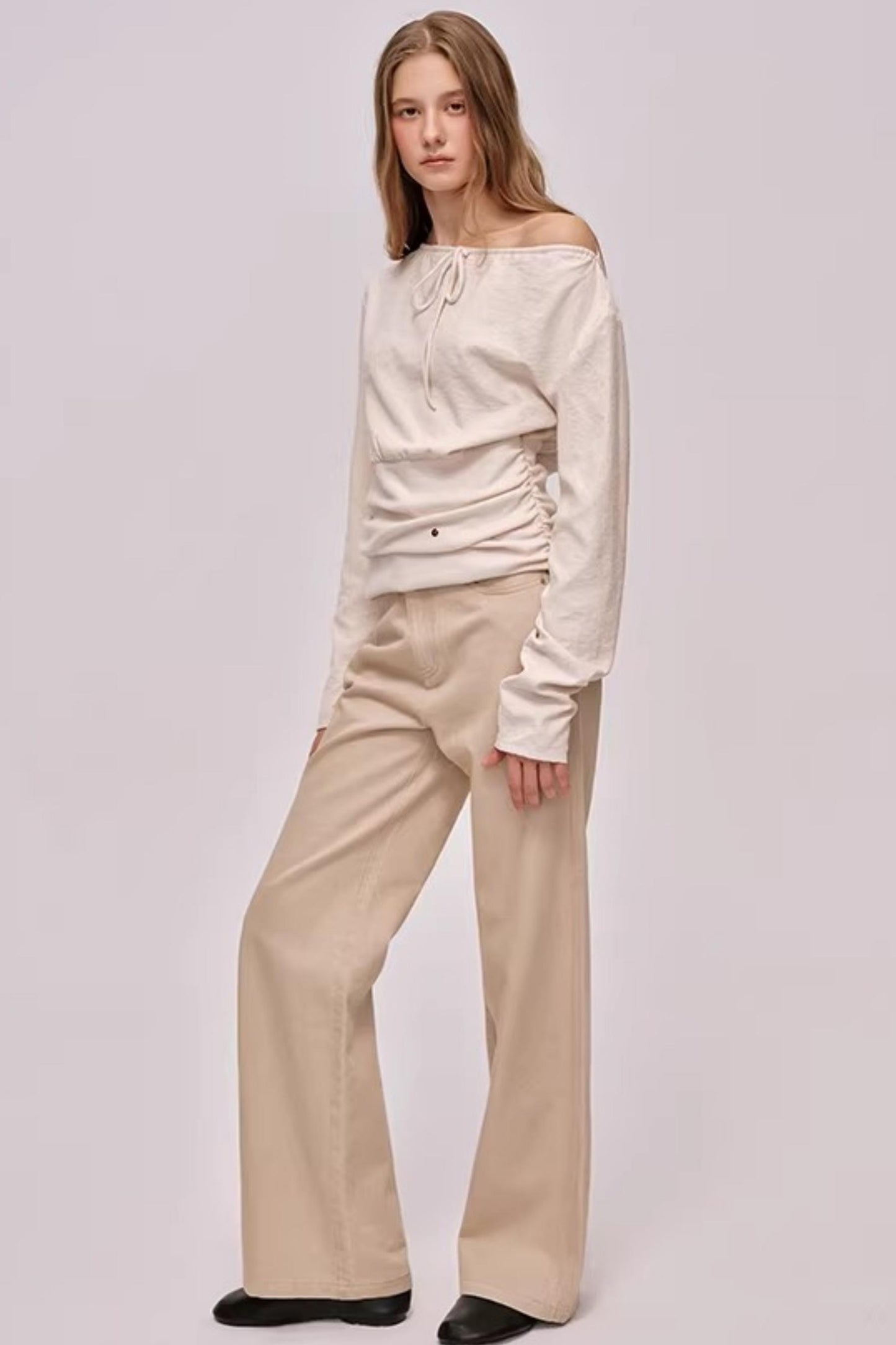 Custom-Dyed Pink Apricot Denim Pants