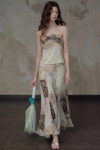 Artistic Jacquard Knit Skirt