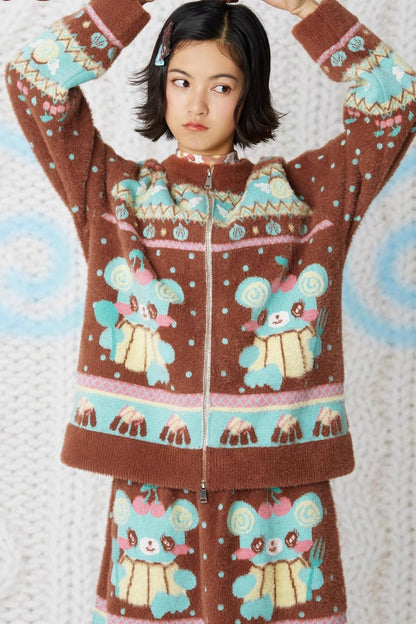 Chocolate Bear Knitted Sweater Set-Up