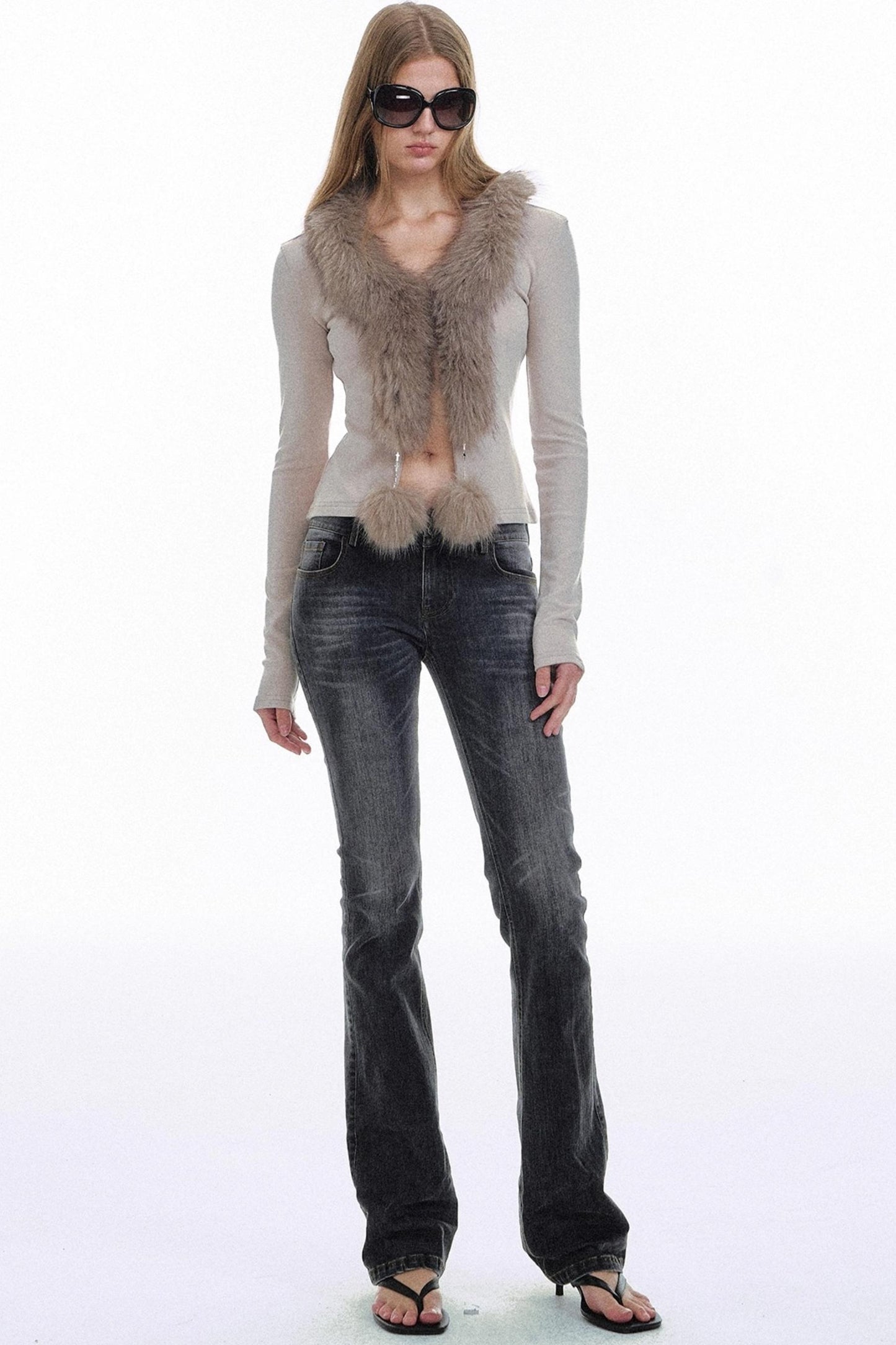 Retro Distressed Flared Denim Pants