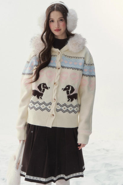 Retro Fair Isle Dachshund Sweater Jacket