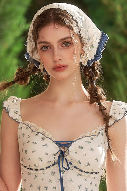 Blueberry Pastoral Floral Woman Turban