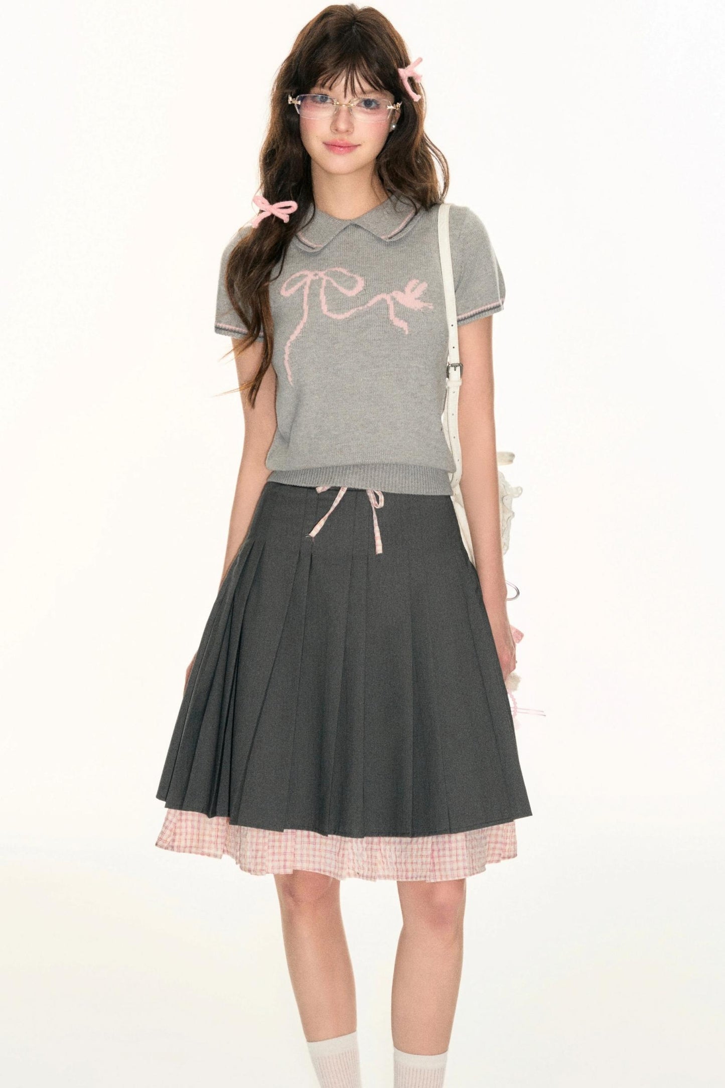 Double Plaid Pleated Skirt