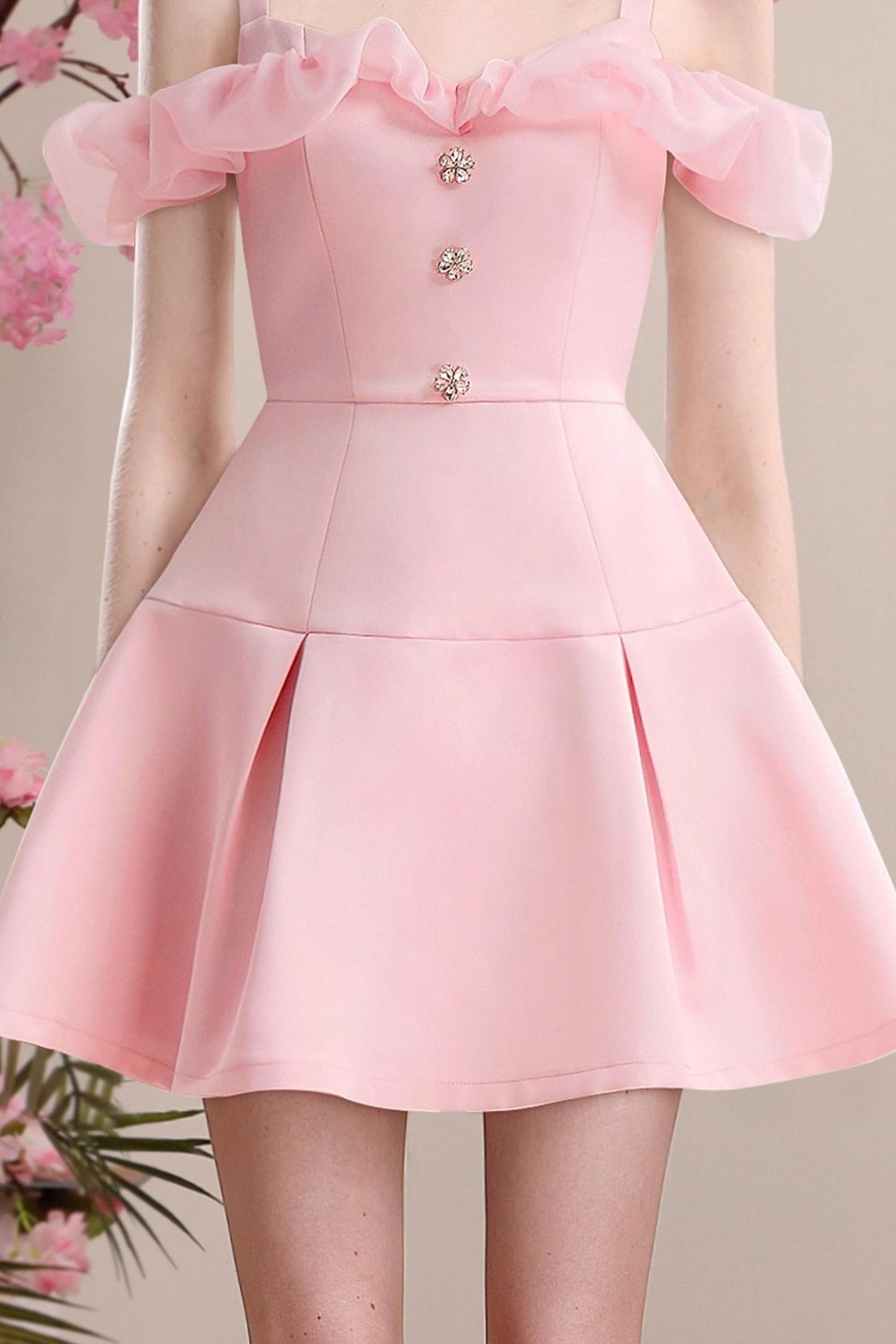 Sweet Temperament Pink Satin Organza Dress