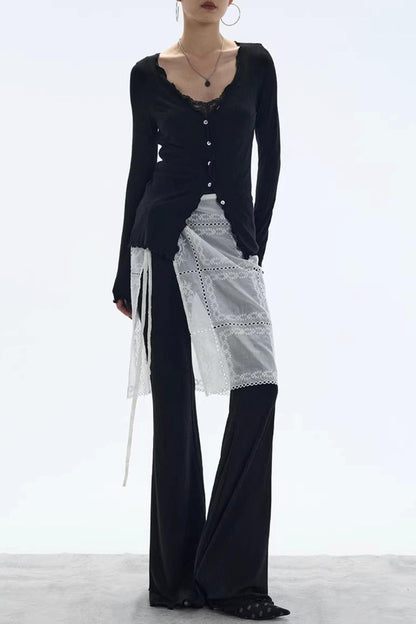 Lyocell Ruffled Long Sleeve Cardigan