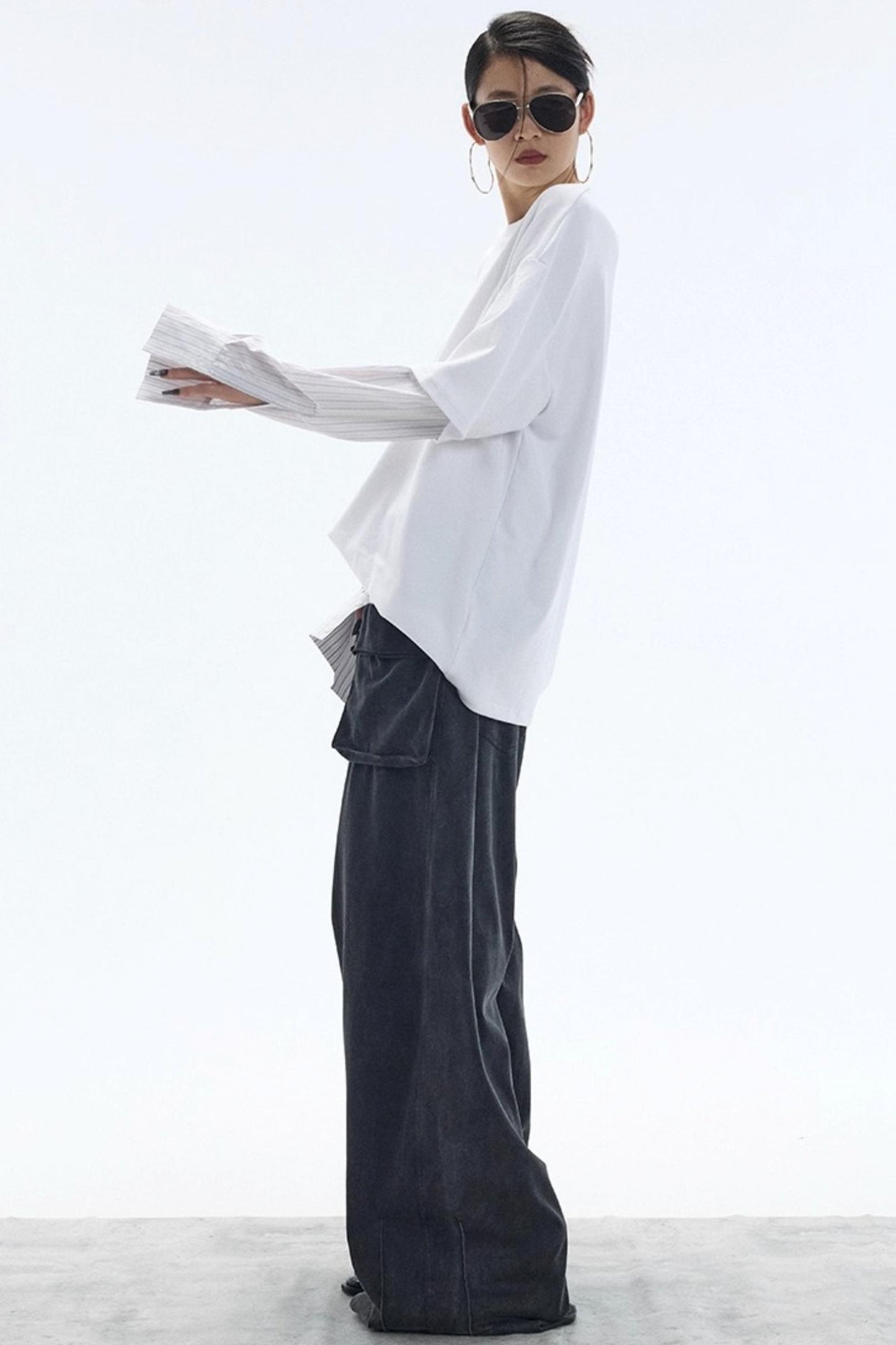 White Striped Crew Neck T-Shirt