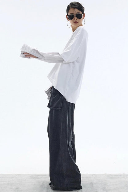 White Striped Crew Neck T-Shirt